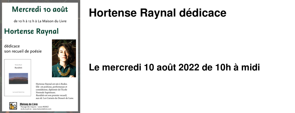 Hortense Raynal d�dicace