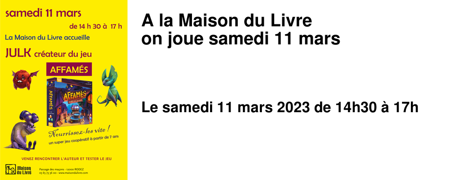 A la Maison du Livre on joue samedi 11 mars