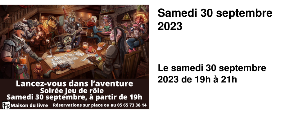 Samedi 30 septembre 2023
