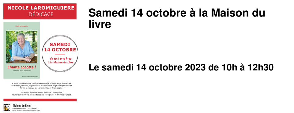Samedi 14 octobre � la Maison du livre