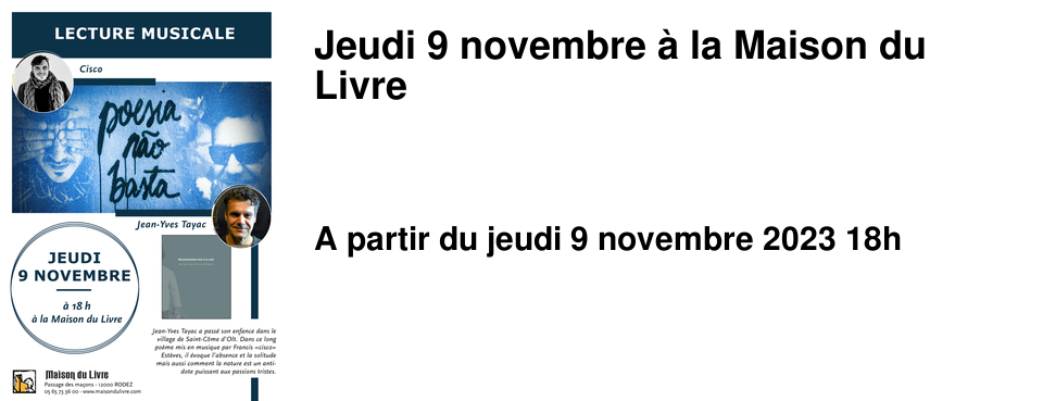 Jeudi 9 novembre � la Maison du Livre