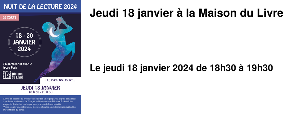 Jeudi 18 janvier � la Maison du Livre