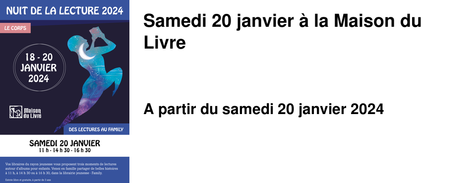 Samedi 20 janvier � la Maison du Livre